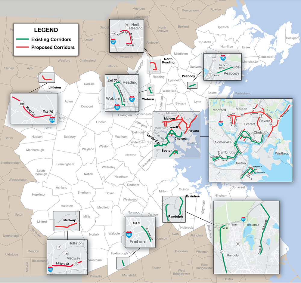 Figure 1
This figure shows all the existing and proposed Critical Urban Freight Corridors in the Boston Region