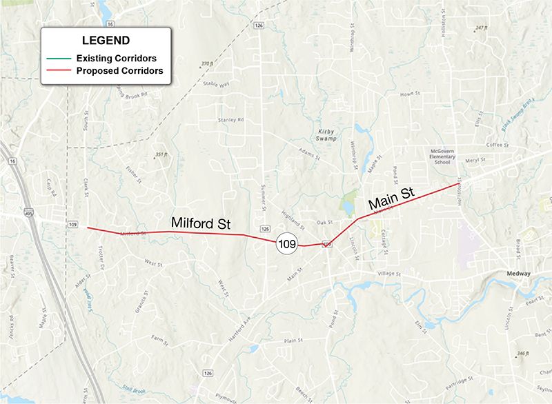Figure 10
This figure shows the proposed corridors in Medway and Millis.
