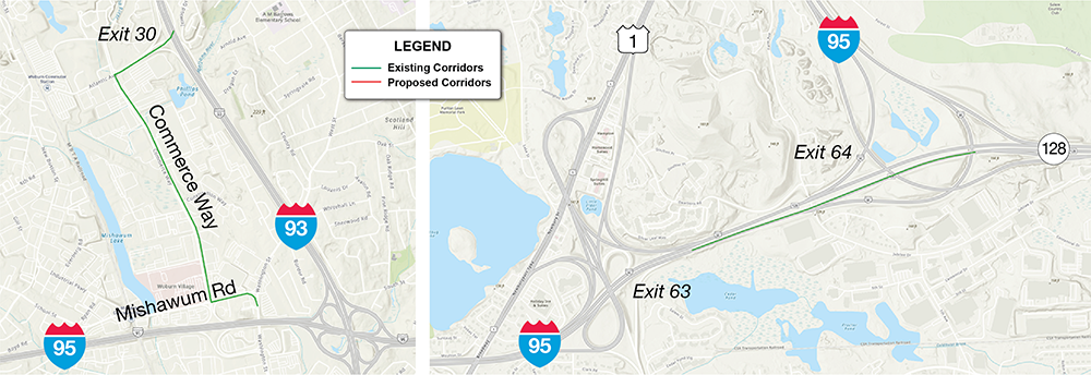 Figure 8a
This figure shows the existing corridors in Woburn.

Figure 8b
This figure shows the existing corridor in Peabody.