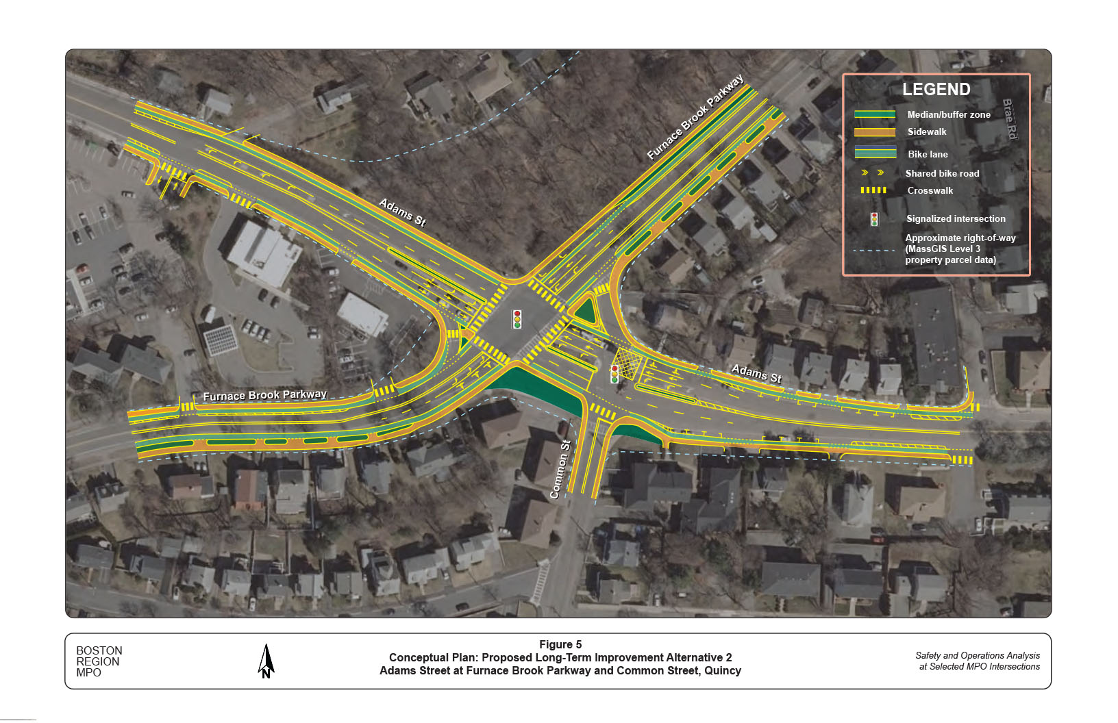 Figure 5: Proposed Long-Term Improvement Alternative 2
This figure shows a conceptual plan view of the proposed roadway modifications in the long-term improvement Alternative 2.