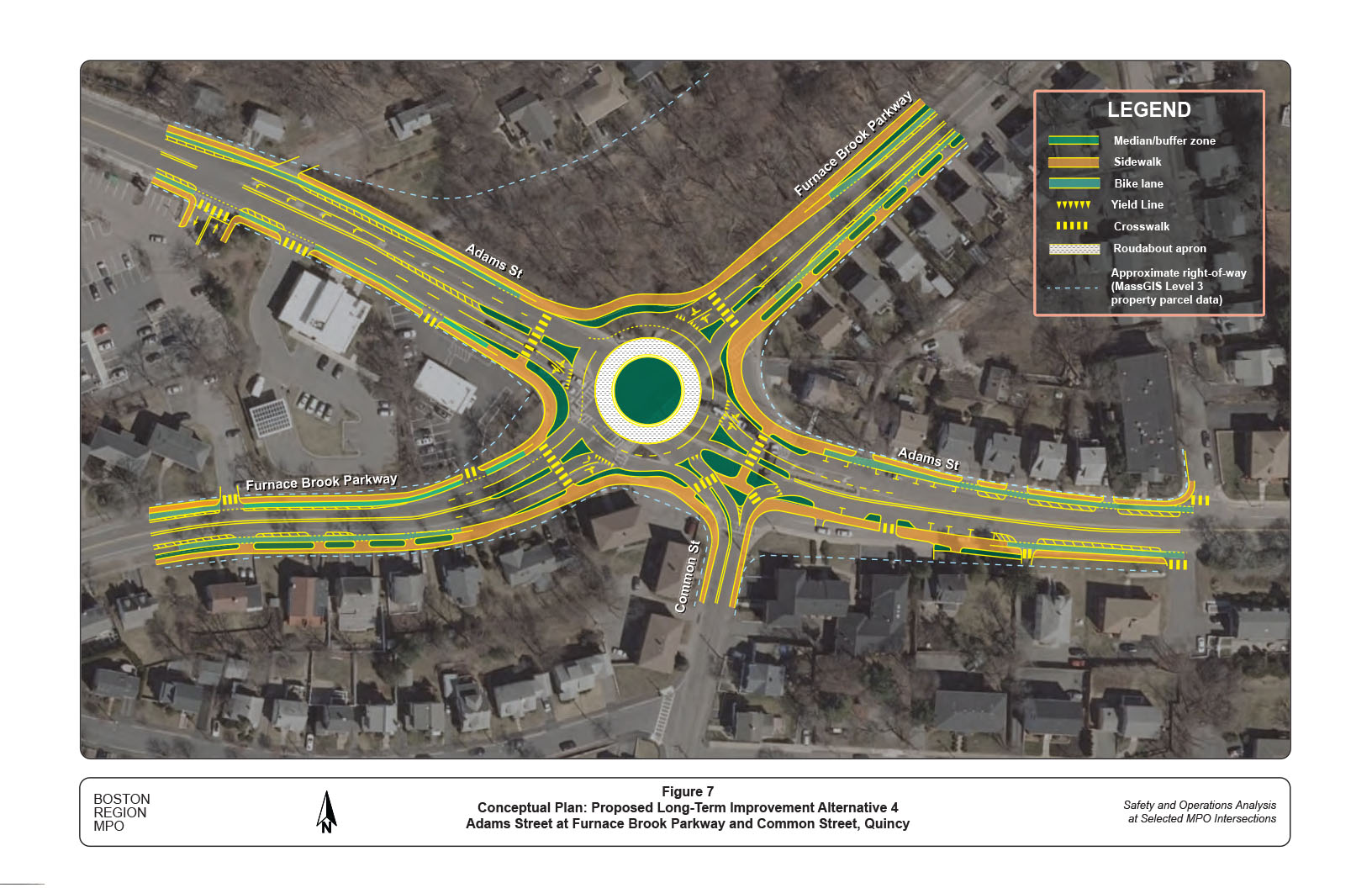 Figure 7: Proposed Long-Term Improvement Alternative 4
This figure shows a conceptual plan view of the proposed roadway modifications in the long-term improvement Alternative 4.