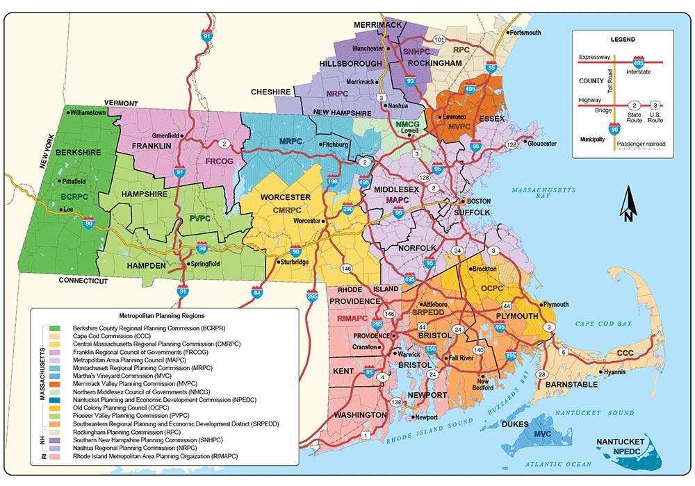 Map of Boston Metropolitan Planning Regions
